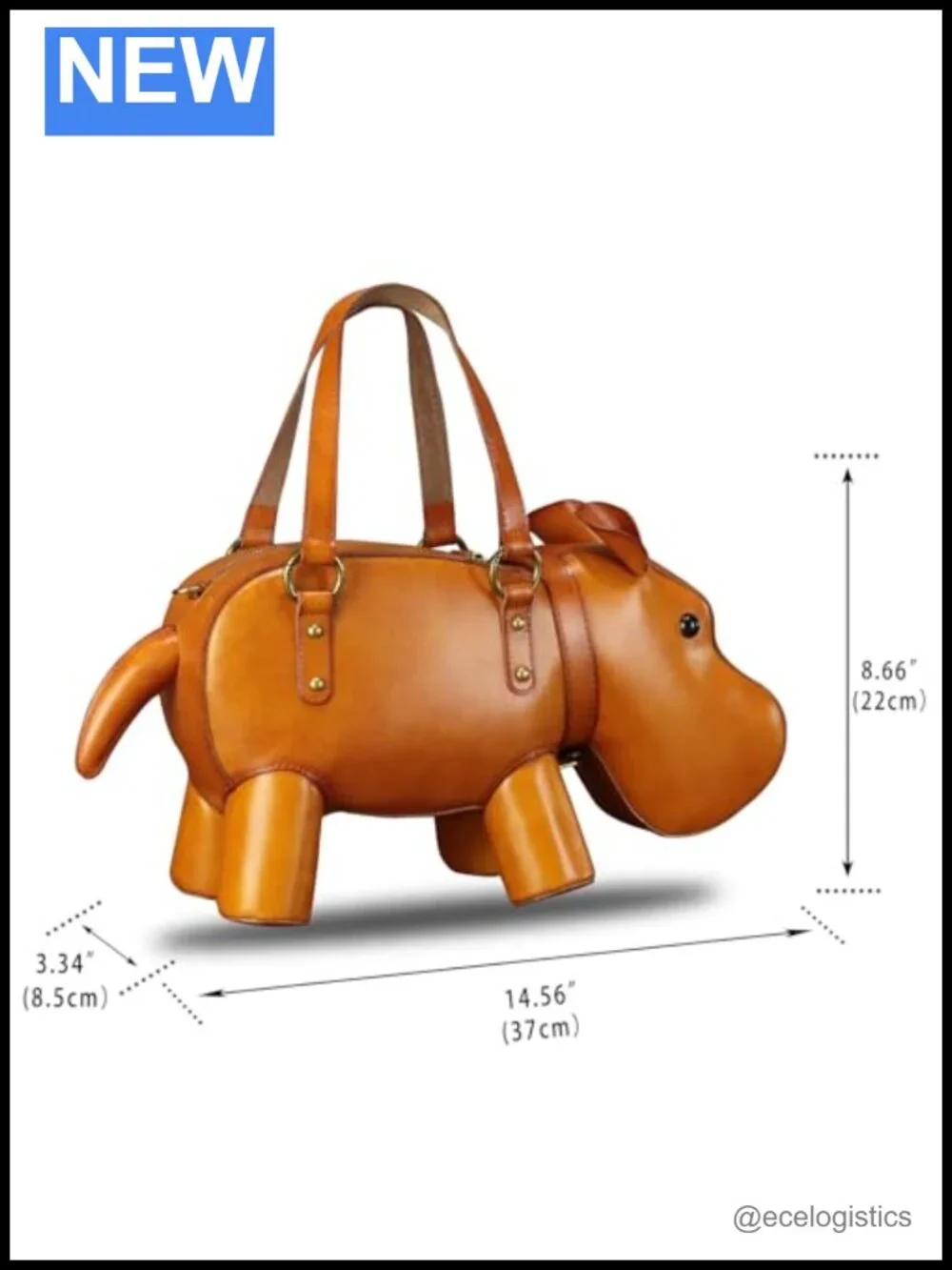 Genuine Leather Hippo Shape Women Shoulder Bag Crossbody Satchel Purse